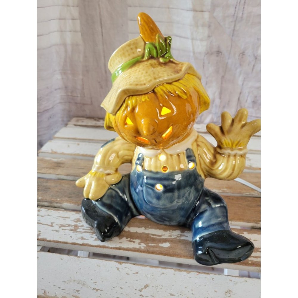 Gare Ceramic scarecrow fall light up home decor‎ vintage pumpkin Halloween